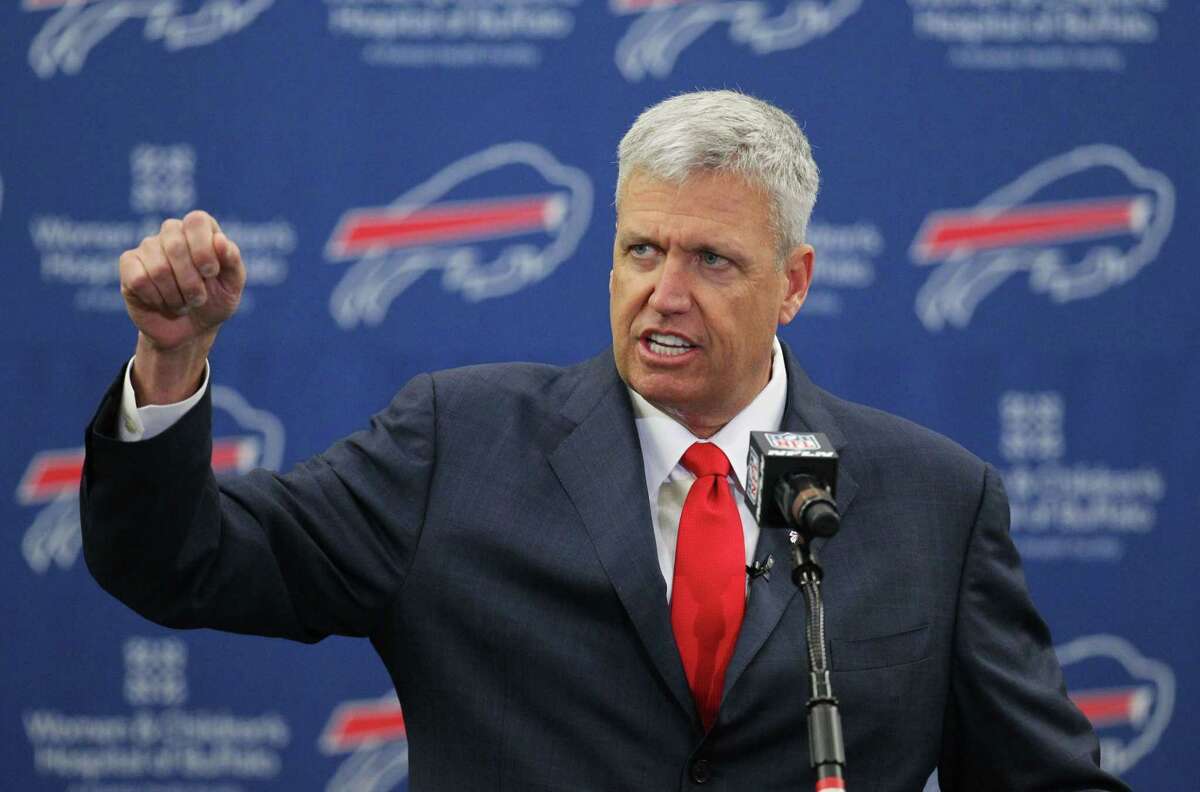 Rex Ryan addresses the media during a news conference after he was introduced as the new head coach of the Buffalo Bills on Wednesday in Orchard Park, N.Y.