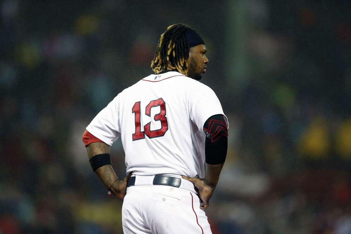 Hanley Ramirez reacts after grounding into a fielders choice to end the sixth inning on Monday.