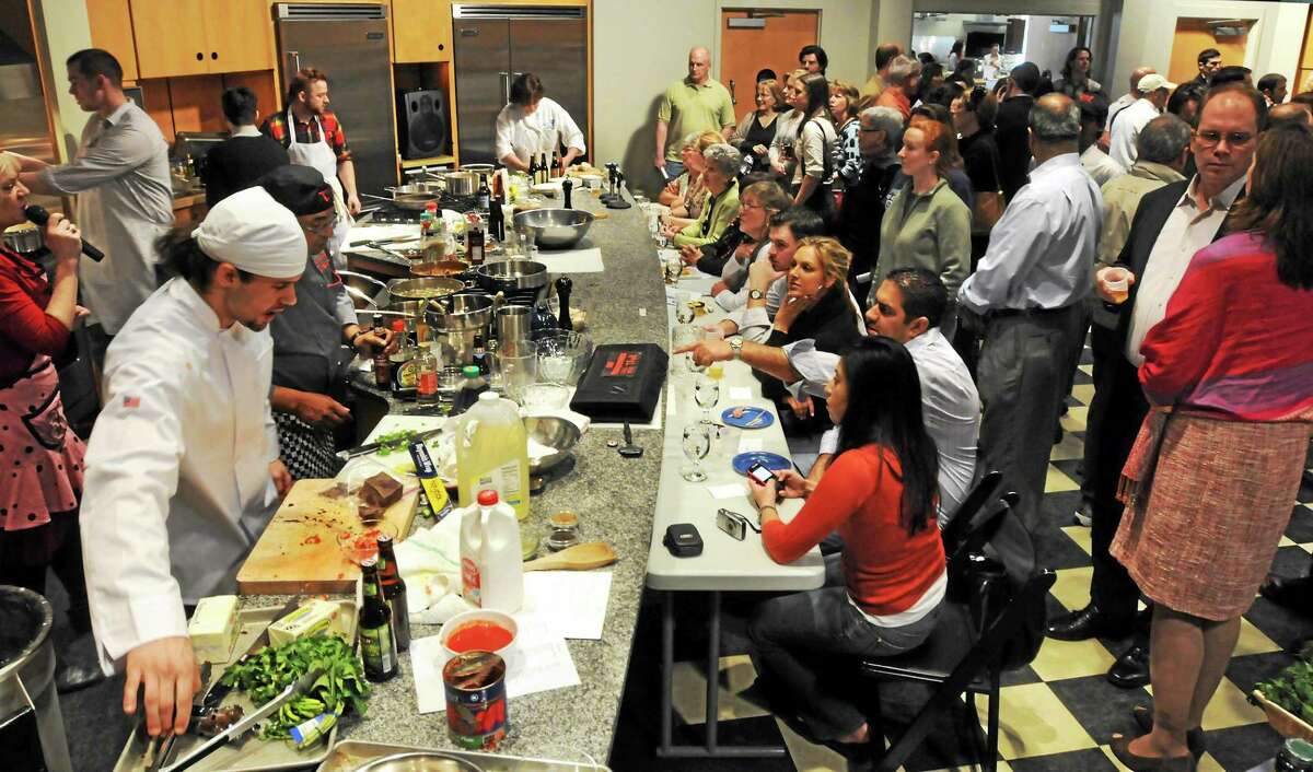 The Iron Chef Elm City scene typically looks like this one which was held in Wallingford in 2011. The competition takes place at the Omni New Haven Hotel at Yale ballroom on April 26.