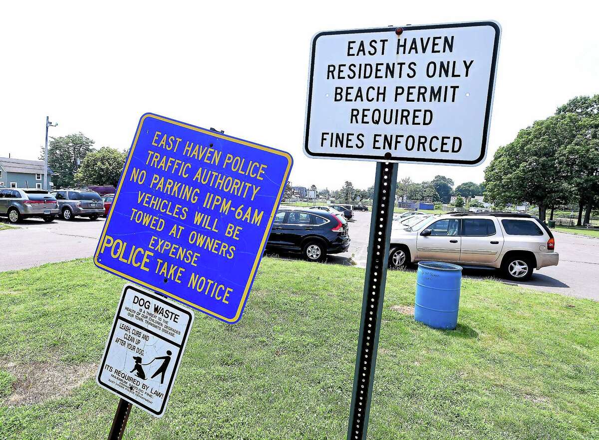 The town parking lot on Coe Avenue at Cosey Beach in East Haven in 2014.
