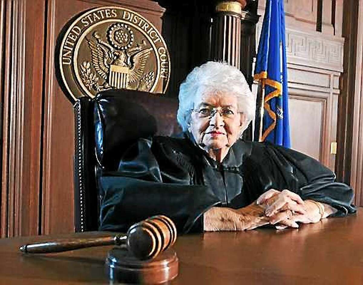 (Peter Casolino - New Haven Register file photo) U.S. District Court Judge Ellen Bree Burns in her courtroom in 2012.