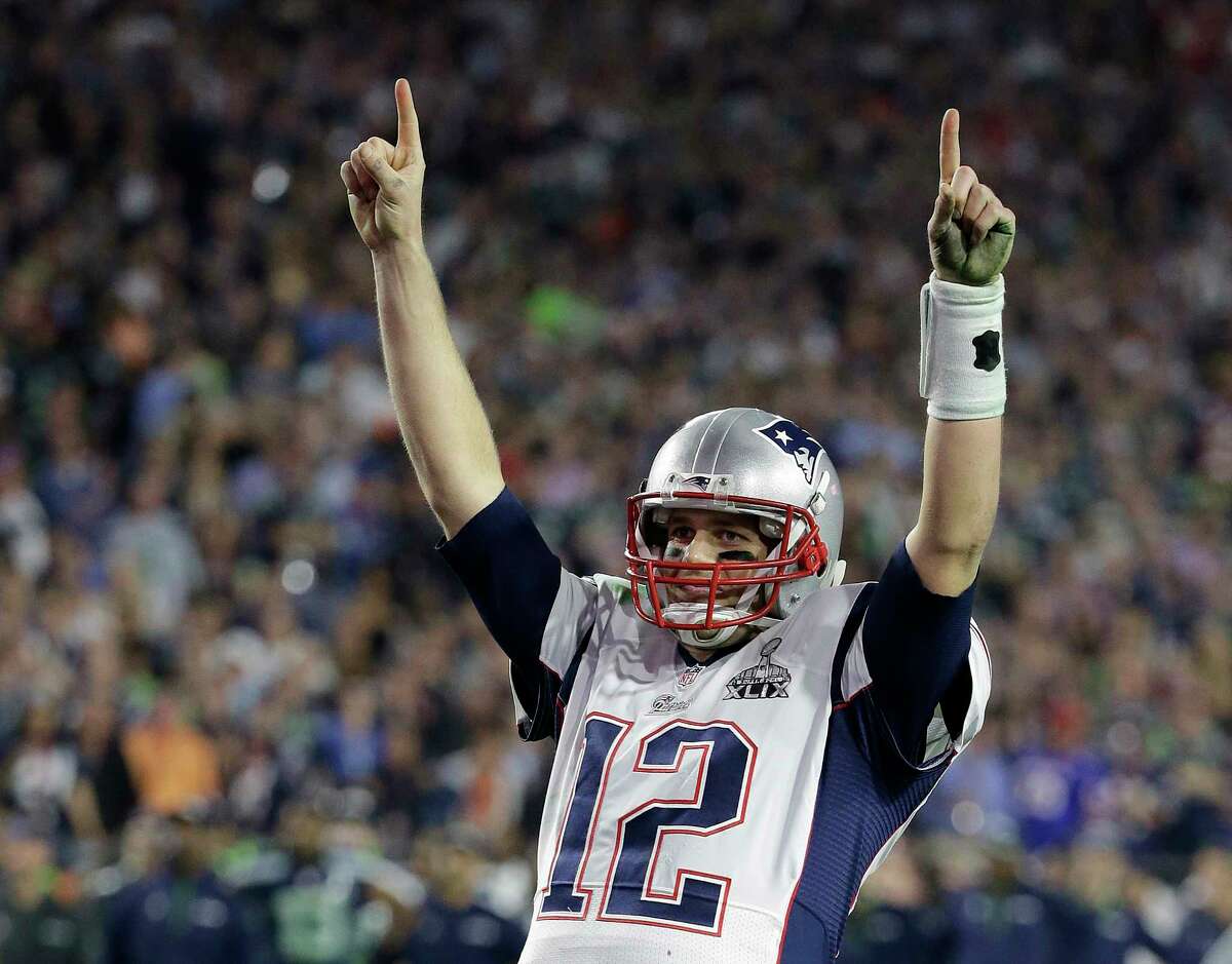 Kathy Willens — The Associated Press Tom Brady celebrates during Sunday’s Super Bowl victory over the Seattle Seahawks. Brady was named the MVP, his third MVP award.