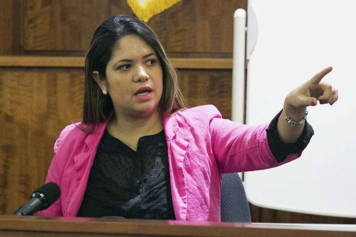 Glaucia Santos testifies during the murder trial of former New England Patriots football player Aaron Hernandez Tuesday at Bristol County Superior Court in Fall River, Mass.