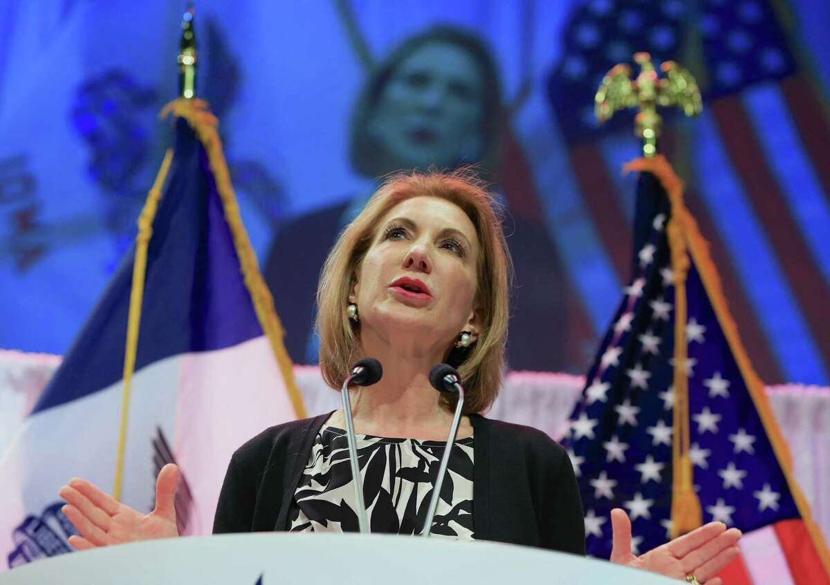 In this April 25, 2015 photo, former Hewlett-Packard CEO Carly Fiorina speaks at the Iowa Faith & Freedom 15th Annual Spring Kick Off in Waukee, Iowa.
