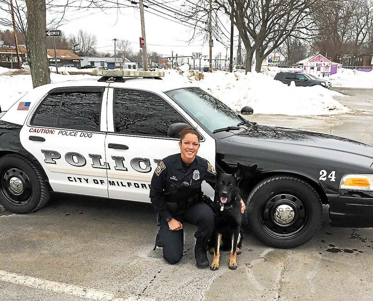 Milford police Officer Emily Covelli and K9 Zeus.