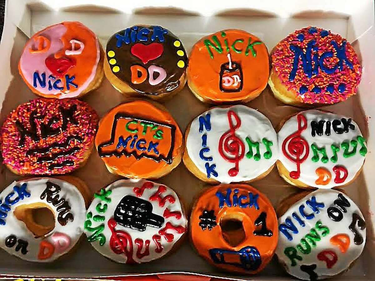 Doughnuts decorated to honor performer Nick Fradiani.