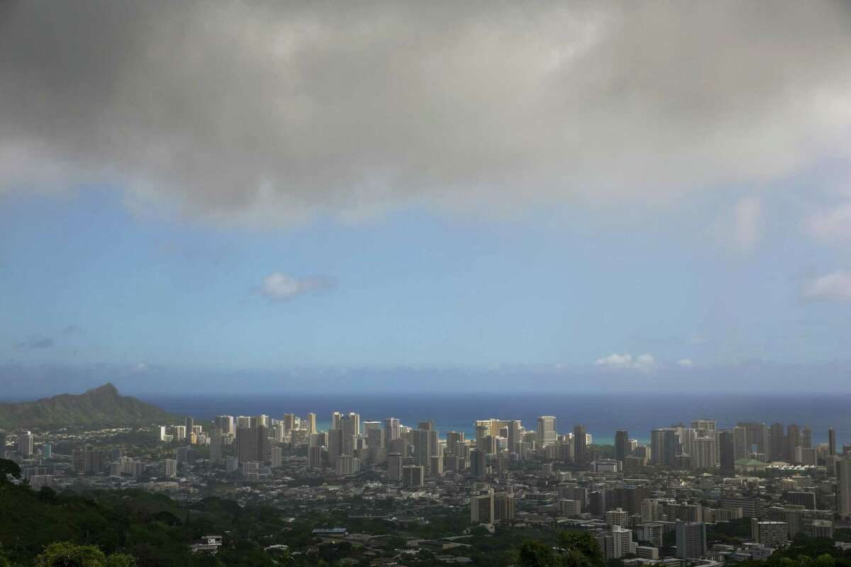 In this Aug. 7, 2014 file photo, clouds hang over Honolulu as Hurricane Iselle approaches. The National Oceanic and Atmospheric Administration’s Central Pacific Hurricane Center says the 2015 hurricane season in the region will see more storms than average from June 1 through Nov. 30.