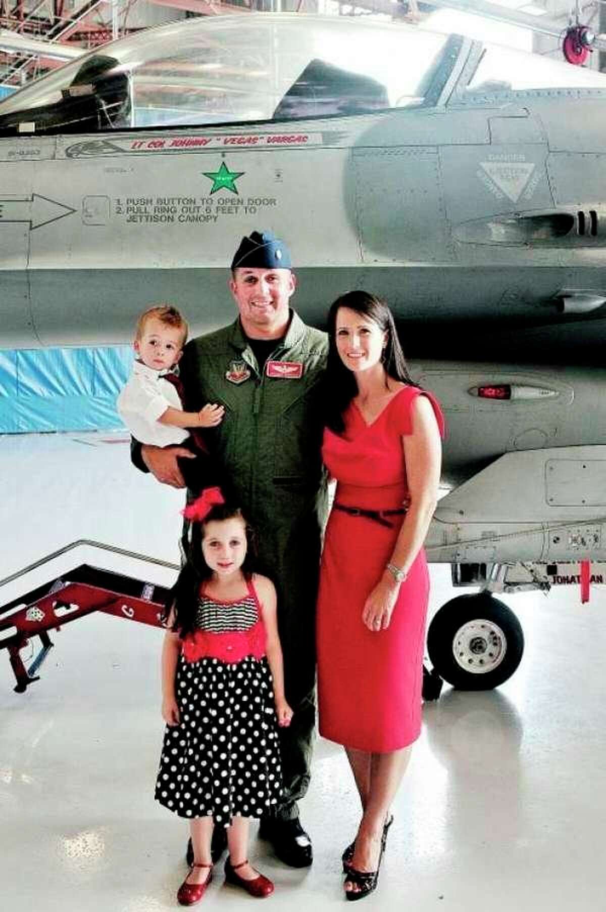 Col. John E. Vargas Jr. with his wife, Krystal, son, Jackson, and daughter, Isabella. Vargas was recently named commander of the 113th Operations Group District of Columbia Air National Guard.