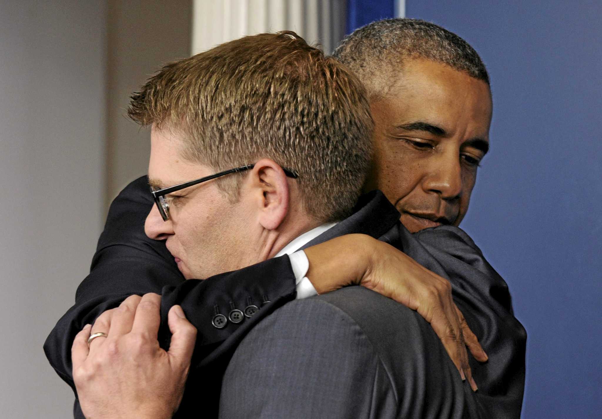 Obama surprises, thanks WH press secretary Josh Earnest during