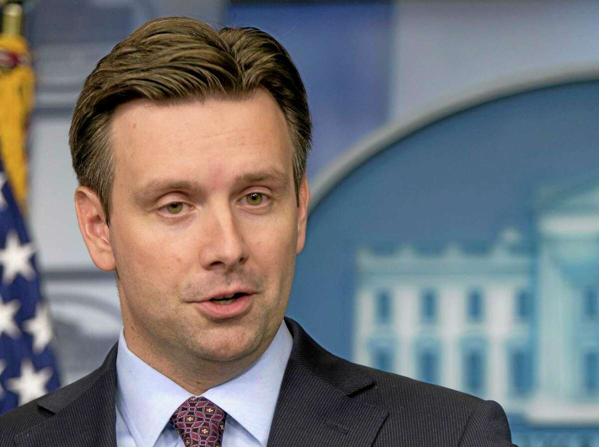 FILE - This April 4, 2014 file photo shows White House deputy press secretary Josh Earnest speaking during the daily news briefing at the White House in Washington. White House press secretary Jay Carney is leaving his post and his No. 2 is taking over. President Barack Obama announced Carneyís departure in a surprise appearance at in the White House press briefing room Friday. He said principal deputy press secretary Josh Earnest will take over the job. (AP Photo/Carolyn Kaster, File)