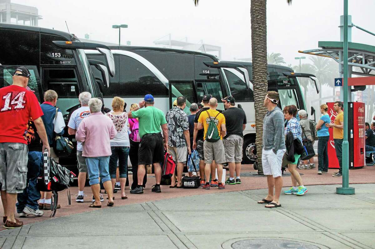 Fans Rally Bus coaches to an event.