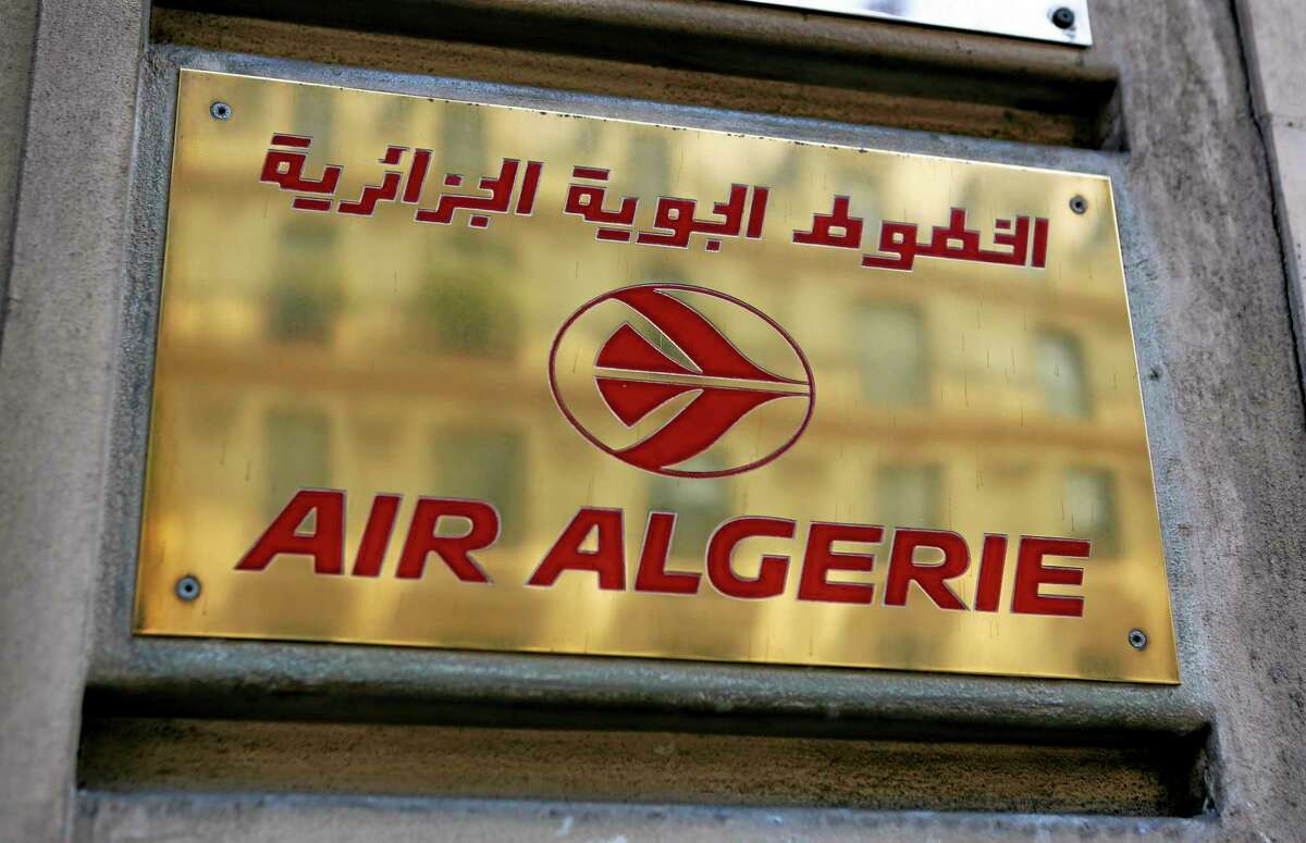 The logo of the Air Algerie company office, at the Opera avenue in Paris Thursday. A flight operated by Air Algerie has disappeared from radar while traveling from Burkina Faso in West Africa to Algiers. Authorities say it was carrying over 100 passengers and crew when air navigation services lost track of the Swiftair plane 50 minutes after takeoff earlier this morning.