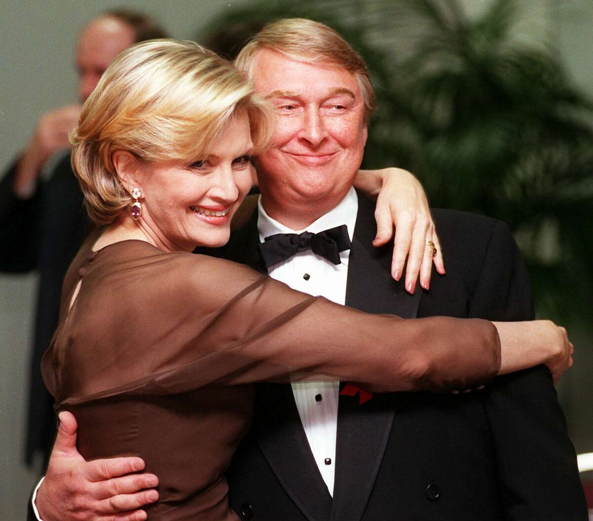 FILE - Television journalist Diane Sawyer and her husband, film director Mike Nichols, pose together at the Academy of Television Arts & Sciences’ 13th Annual Hall of Fame induction ceremonies, in this Nov. 1, 1997, file photo taken in the North Hollywood section of Los Angeles. ABC News confirms Mike Nichols, director and husband of Diane Sawyer, died Nov. 19, 2014. He was 83.