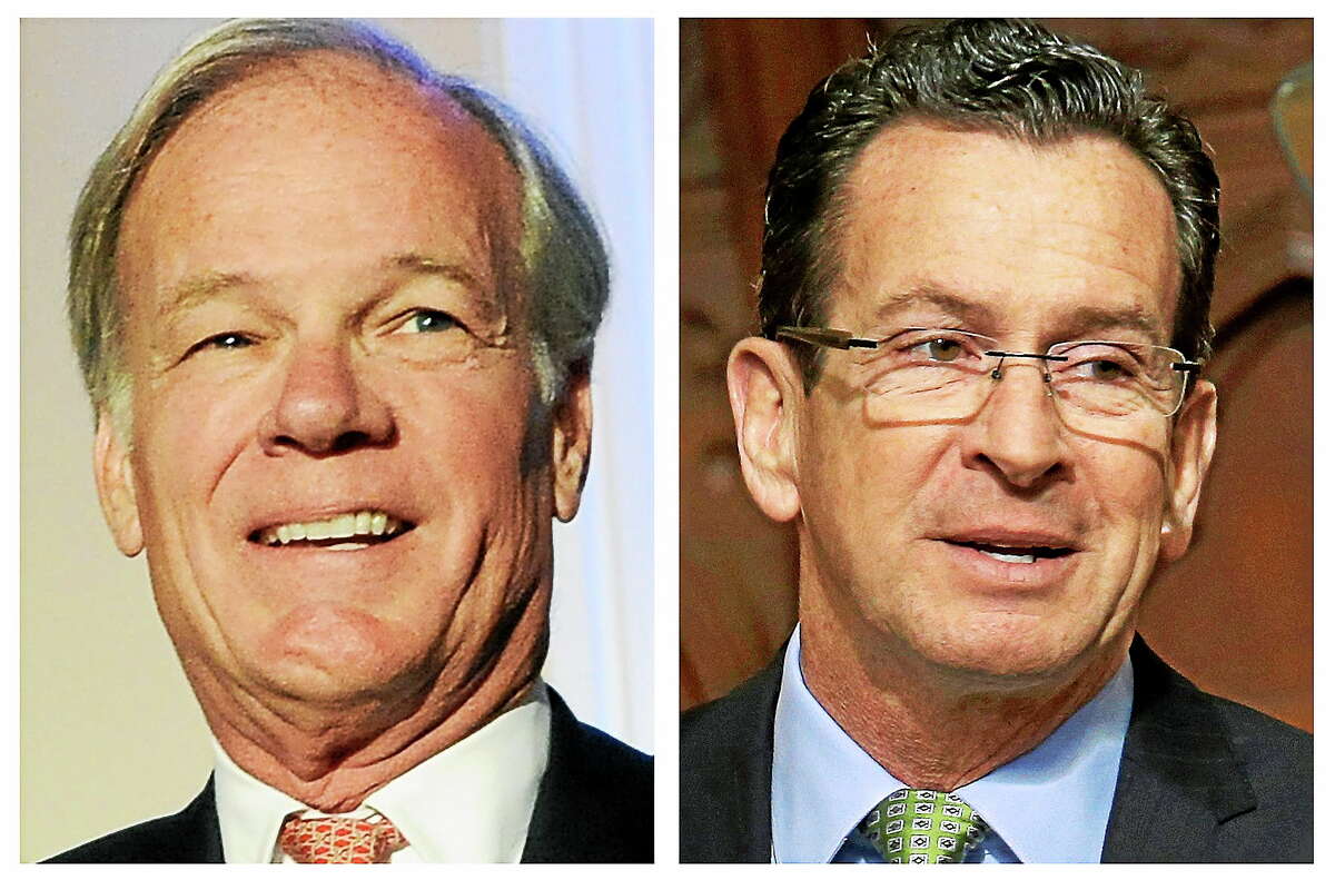 (AP Photo/File) This pair of 2014 photos show Republican Tom Foley, left, who will challenge incumbent Democrat Gov. Dannel P. Malloy, right, in the general election on Nov. 4.