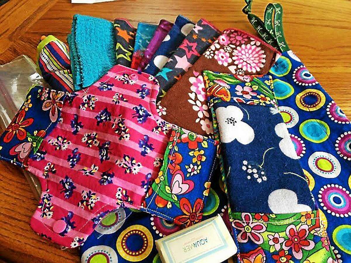These colorful feminine hygiene kits are given out to women in Kenya in order to take care of a basic personal need, as well as to empower them.