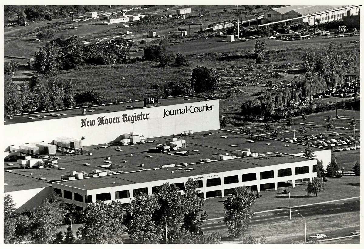 An aerial view of the New Haven Register's building at 40 Sargent Drive. The Register began operations there on May 18, 1981 and will soon depart.