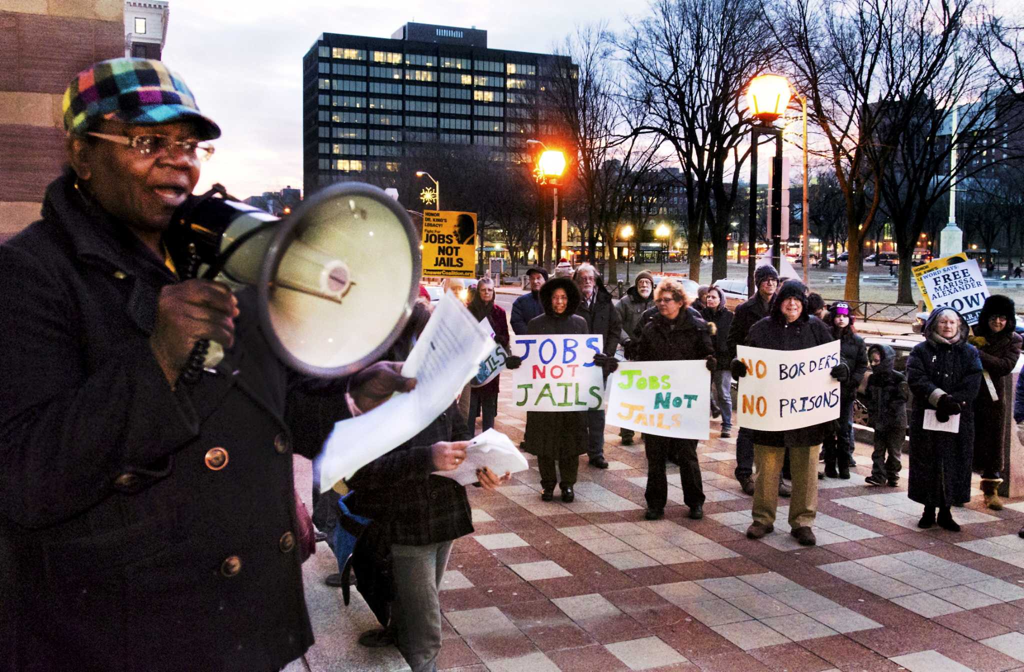 New Haven demonstrators urge less spending on prison, more on education