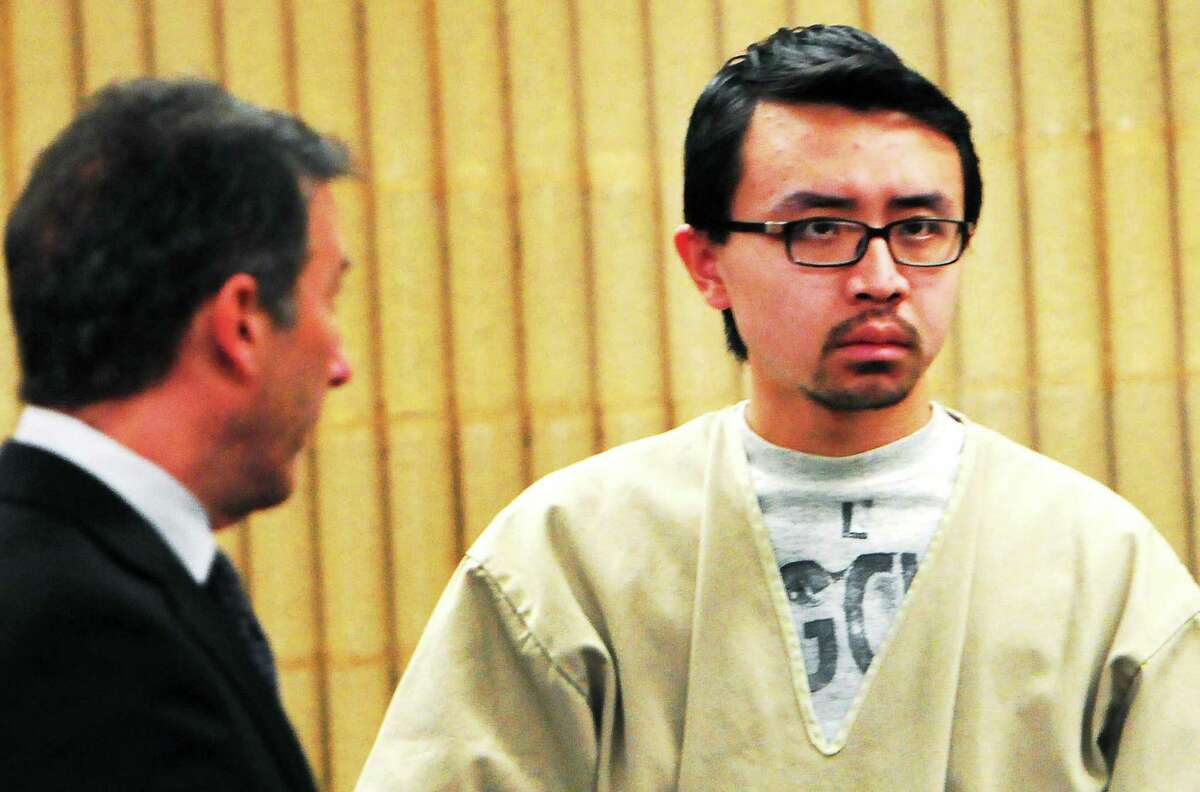 William Dong appears with his lawyer Fred Paoletti Jan. 14 in Superior Court in Milford.