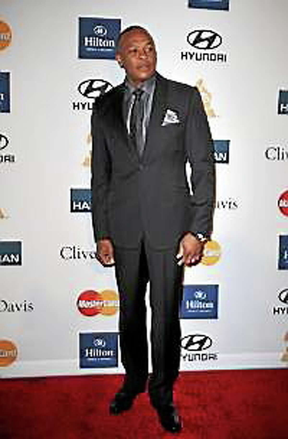 Dr. Dre arrives for the Clive Davis And The Recording Academy’s 2012 Pre-Grammy Gala And Salute To Industry Icons in Beverly Hills, California, in this February 11, 2012, file photo.