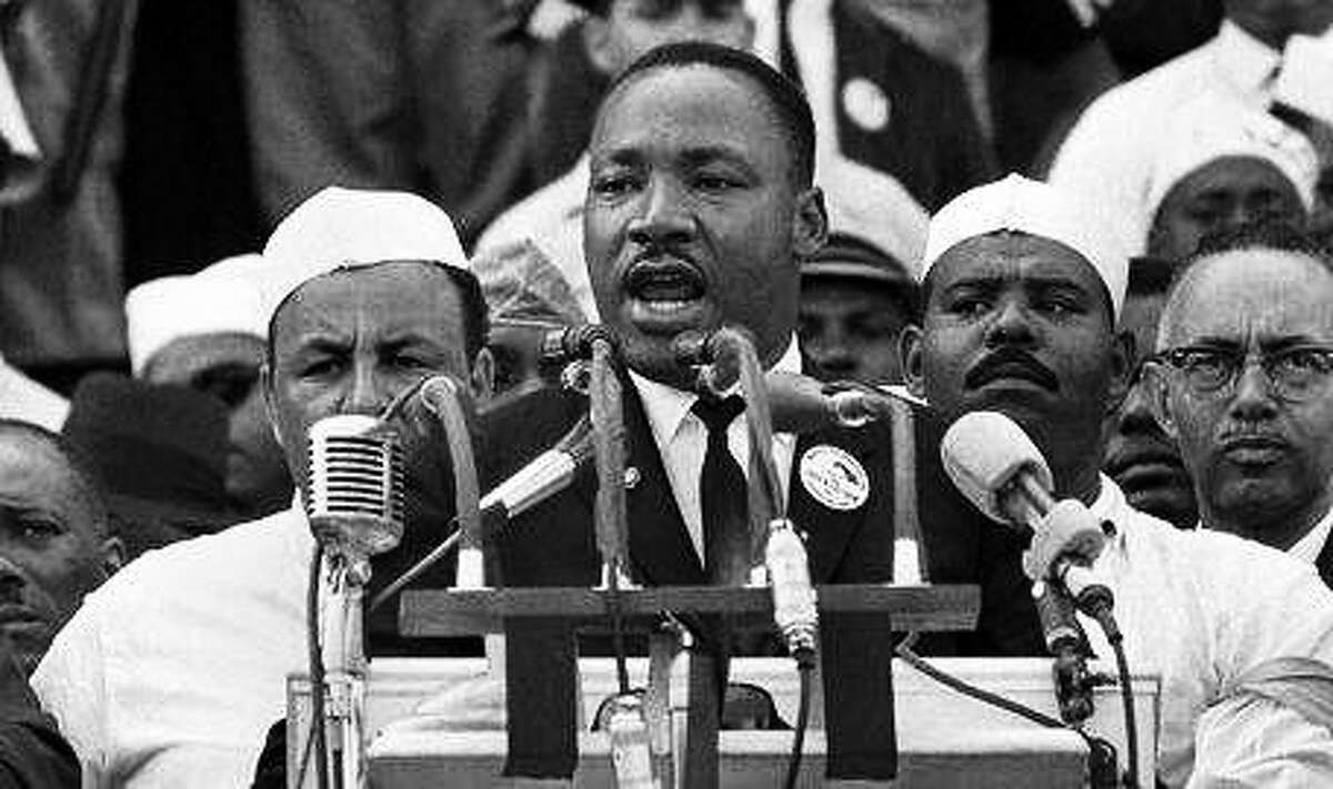 Martin Luther King delivers his "I Have a Dream" speech in August 1963.