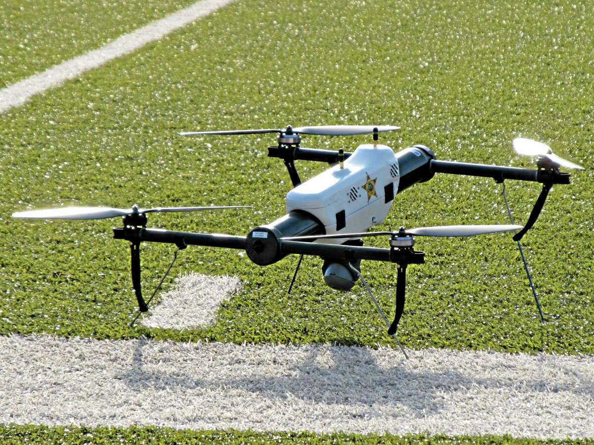 In this May 14, 2013, photo, one of several small drones designed for use by law enforcement and first responders is shown at University of North Dakota in Grand Forks, North Dakota.