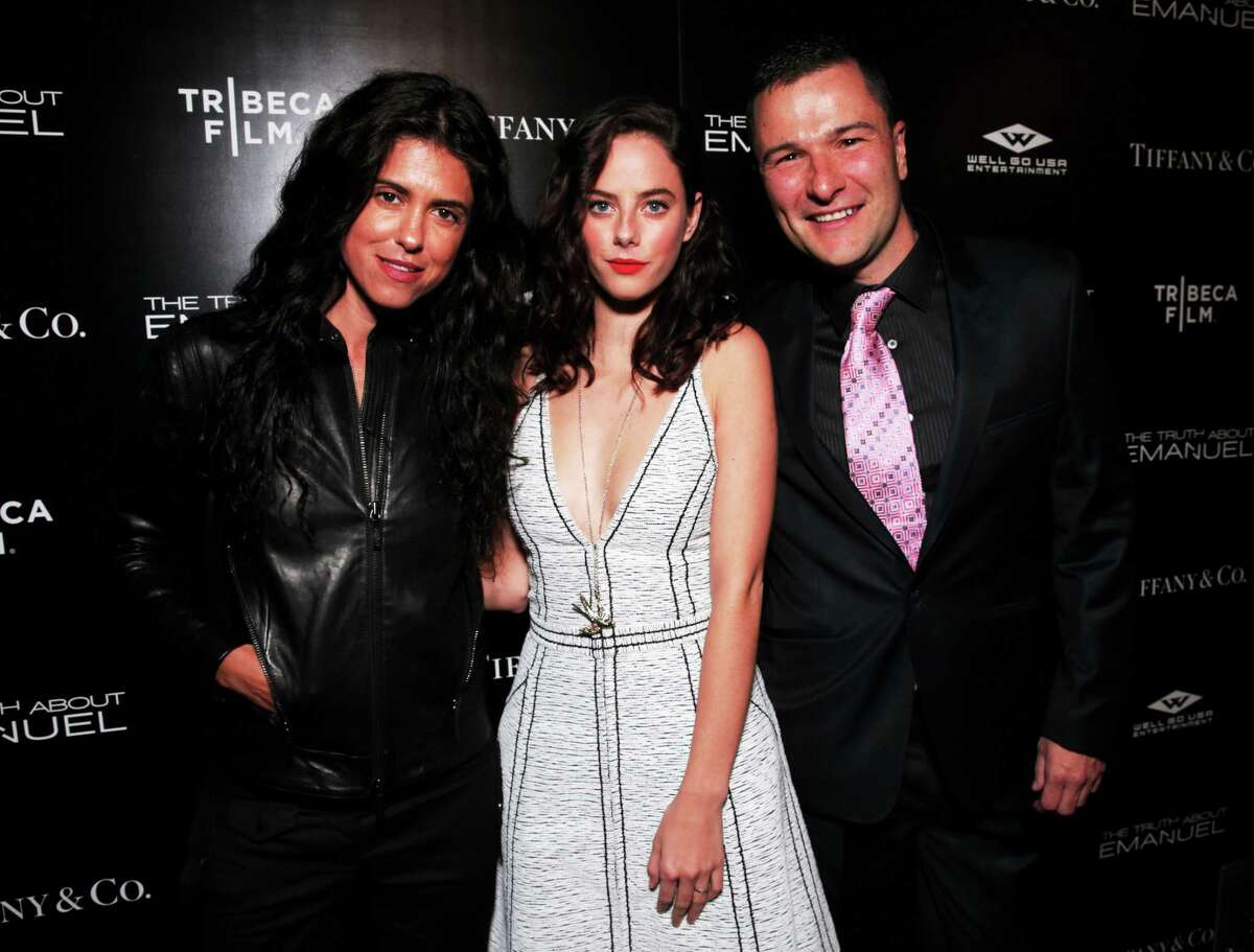 Francesca Gregorini, Kaya Scodelario and Matthew Brady arrive at the Los Angeles premiere of “The Truth About Emanuel” at ArcLight Hollywood last month