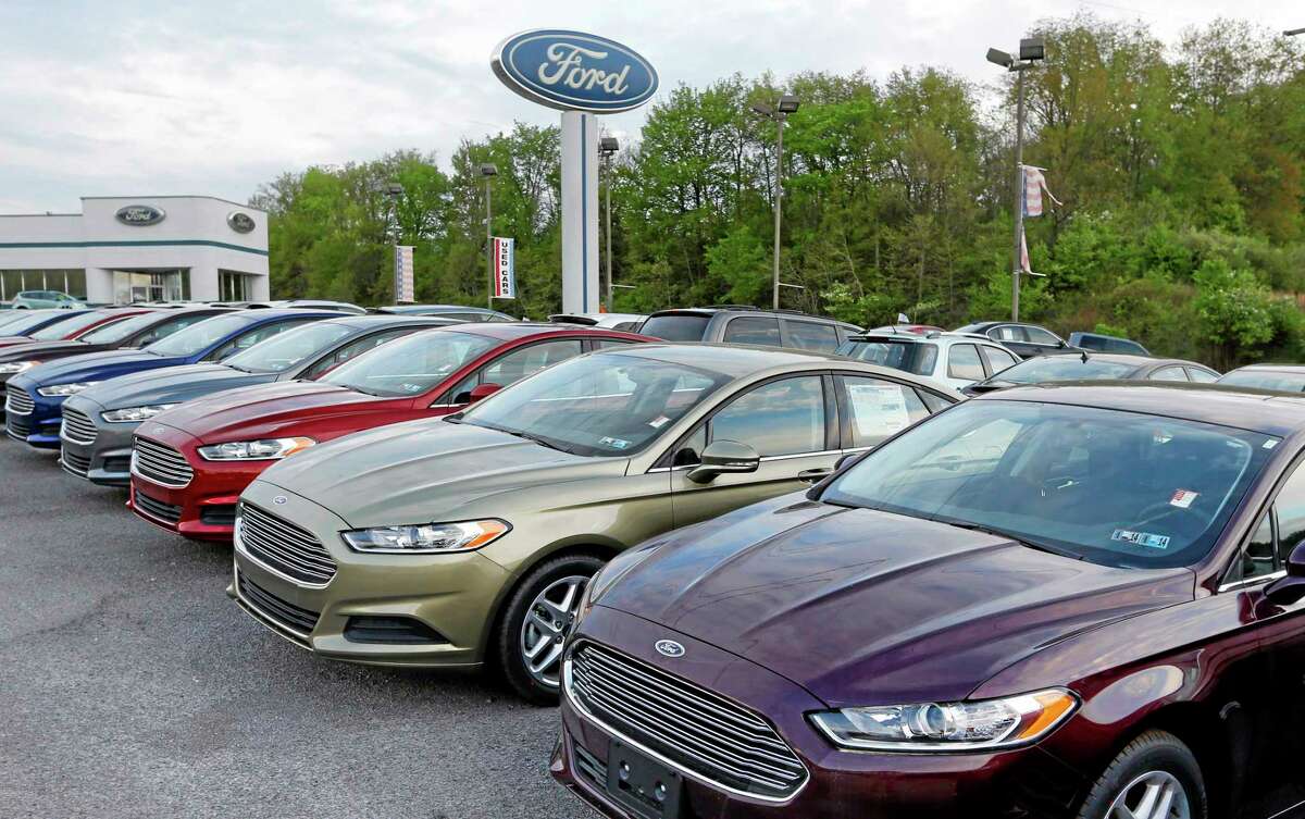 Ford Fusions are seen at an automobile dealer in Zelienople, Pennsylvania.