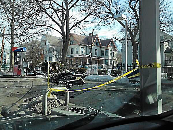 Car hits gas pump, causes fire in New Haven