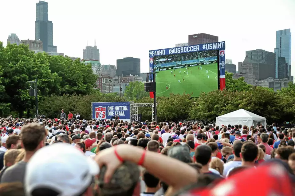 Outdoor watch party with screen