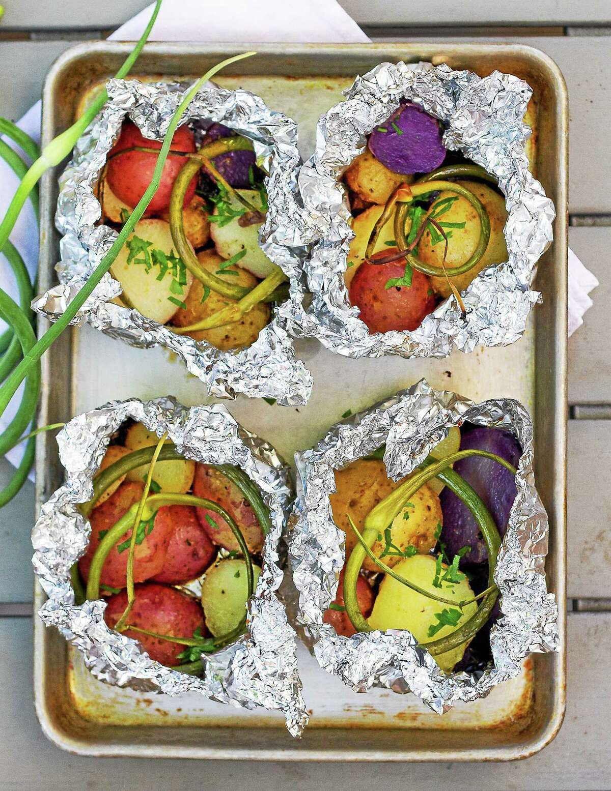 Grill Packet Potatoes over an open campfire