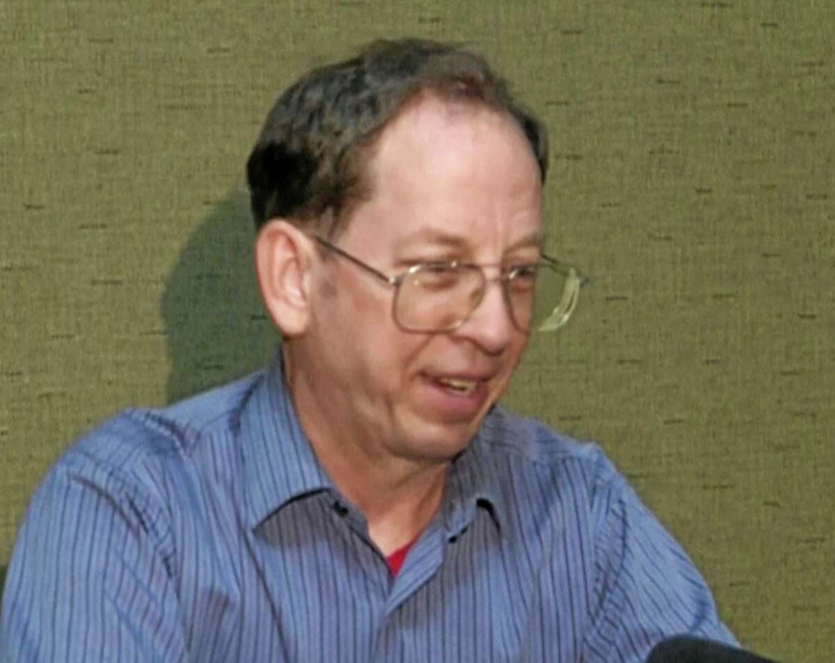 FILE - In this Friday, Aug. 1, 2014, file image taken from video, U.S. citizen Jeffrey Edward Fowle speaks at an undisclosed location in North Korea. The family of Fowle, who has been charged with "anti-state" crimes in North Korea, is expected to attend a news conference in an effort to help his case, about 10 days after he pleaded with the U.S. government to intervene. (AP Photo/APTN, File)