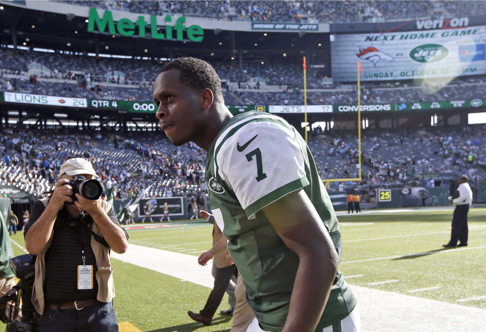 Denver Broncos Peyton Manning and New York Jets Geno Smith meet on