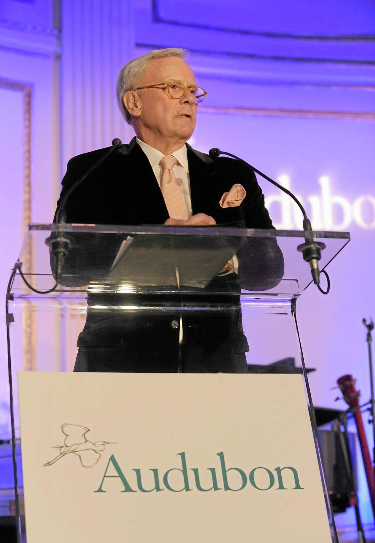 Tom Brokaw hosts The National Audubon Society's first gala to jointly award the Audubon Medal and the inaugural Dan W. Lufkin Prize for Environmental Leadership, Thursday, Jan. 17, 2013, in New York. (Photo by Diane Bondareff/Invision for The National Audubon Society/AP Images)