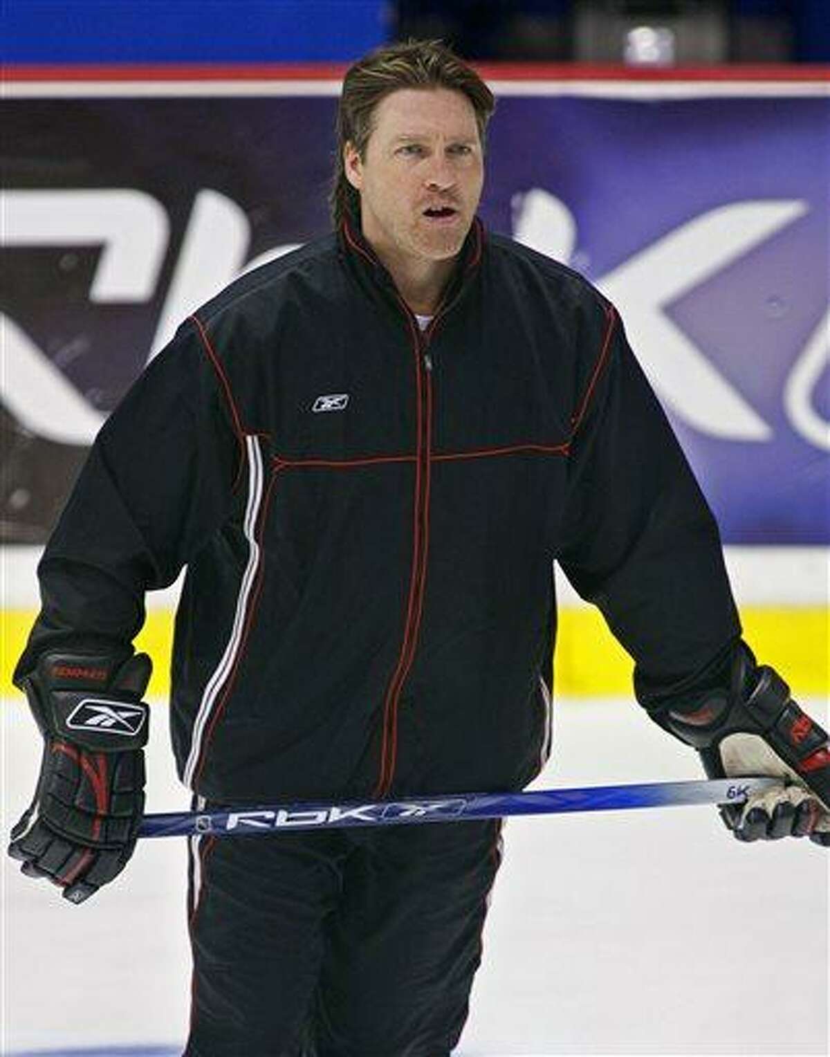 FILE- Inthis May 27, 2006, file photo, Quebec Remparts coach Patrick Roy puts his squad through hockey practice in Moncton, New Brunswick. The Colorado Avalanche announced Thursday, May 23, 2013, that they hired Patrick Roy as their new head coach. (AP Photo/The Canadian Press, Andrew Vaughan, File)