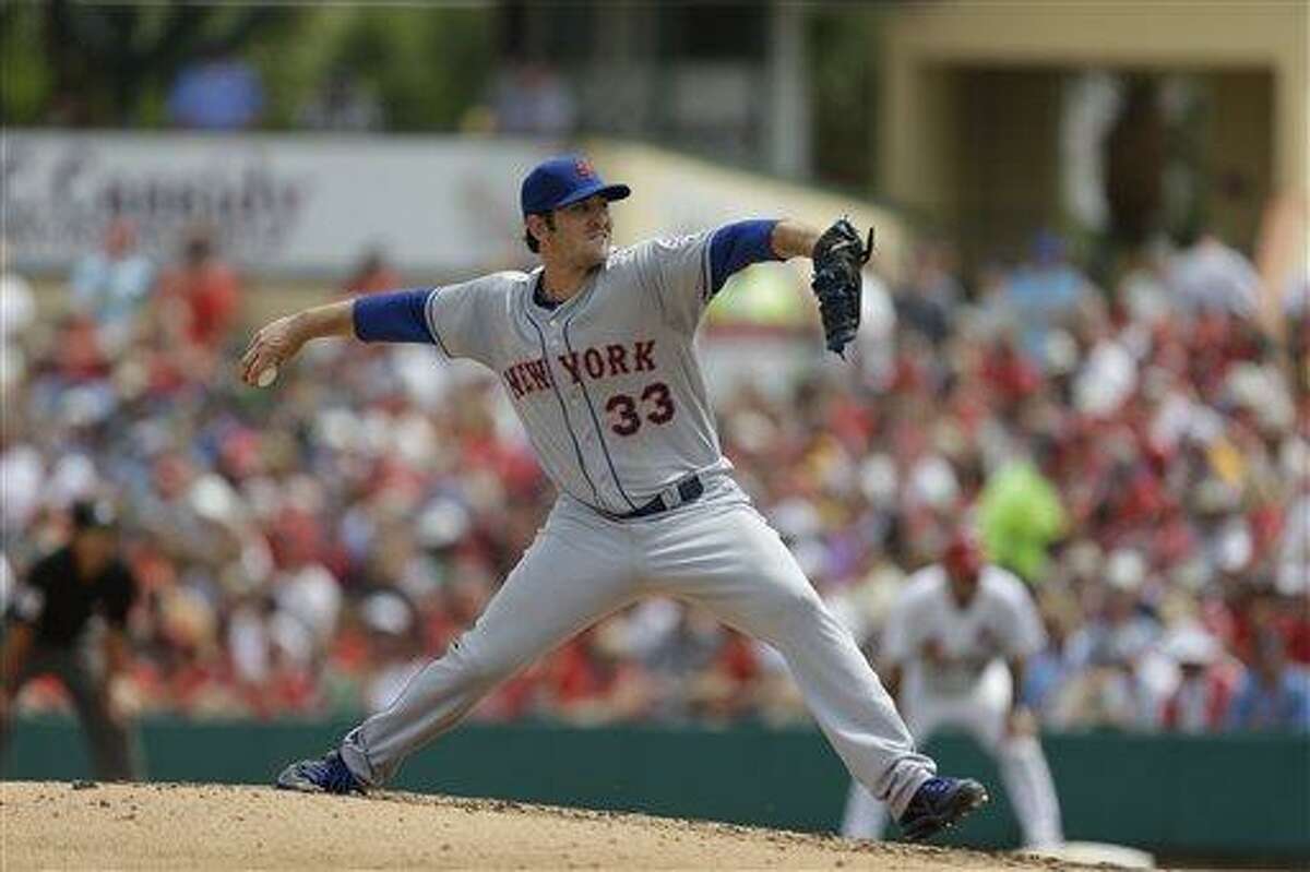 New York Mets starting pitcher Matt Harvey throws during the fifth inning of an exhibition spring training baseball game against the St. Louis Cardinals Monday, March 18, 2013, in Jupiter, Fla. The Mets won 3-2. (AP Photo/Jeff Roberson)