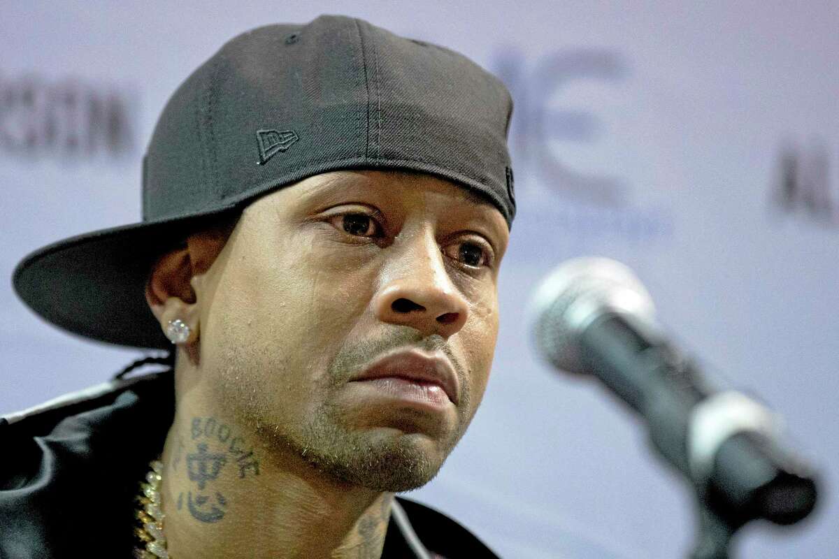 Former 76ers superstar Allen Iverson speaks during a news conference Wednesday in Philadelphia where he officially retired from the NBA, ending a 15-year career during which he won the 2001 MVP award and four scoring titles. Iverson retired in Philadelphia where he had his greatest successes and led the franchise to the 2001 NBA finals.