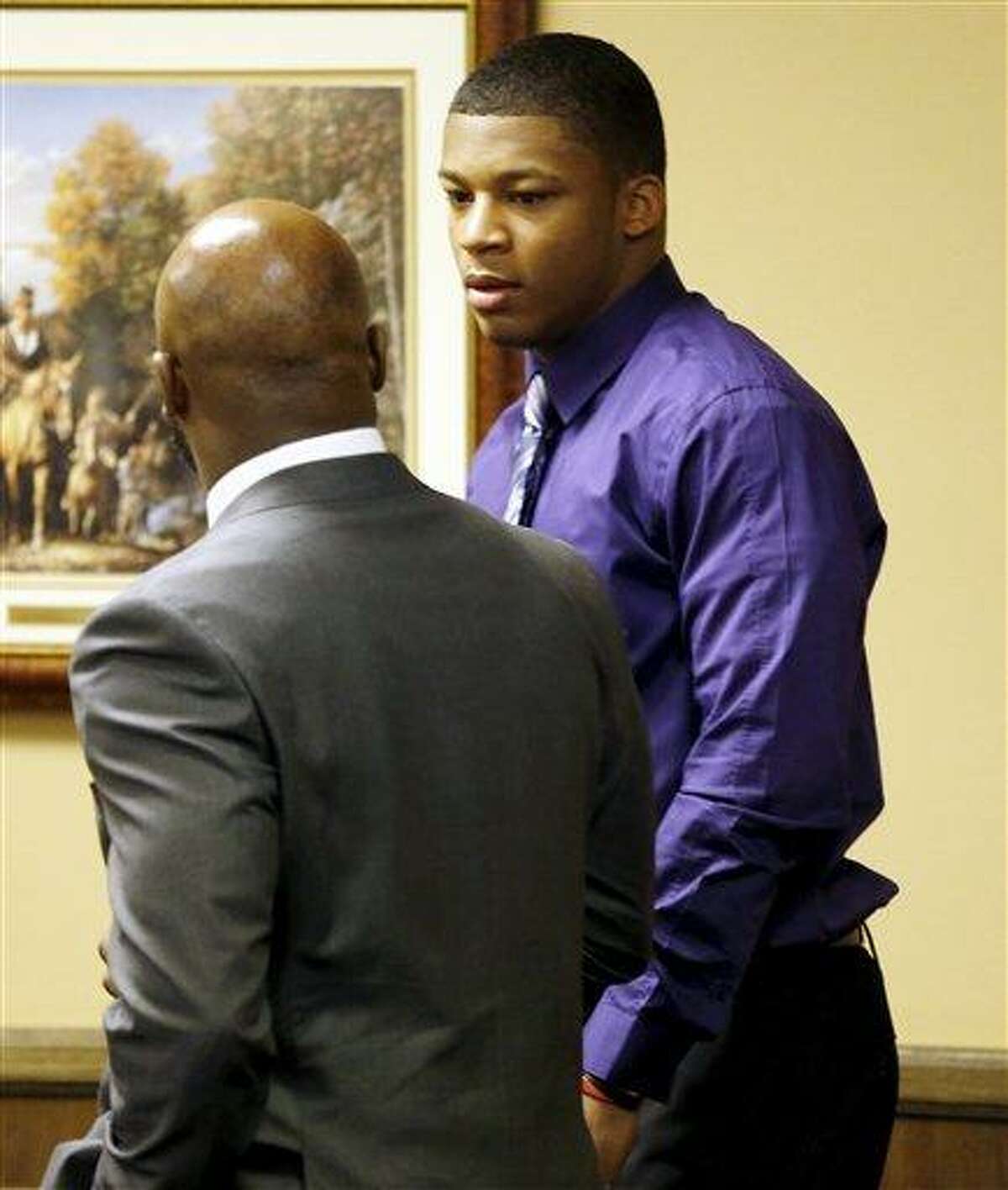 MaysMa'lik Richmond, 16, right, talks with hsia attorner Walter madison as they enter court for the fourth day of his and co-defendant, 17-year-old Trent Mays trial on rape charges in juvenile court on Saturday, March 16, 2013 in Steubenville, Ohio. Mays and Richmond are accused of raping a 16-year-old West Virginia girl in August, 2012. (AP Photo/Keith Srakocic, Pool)