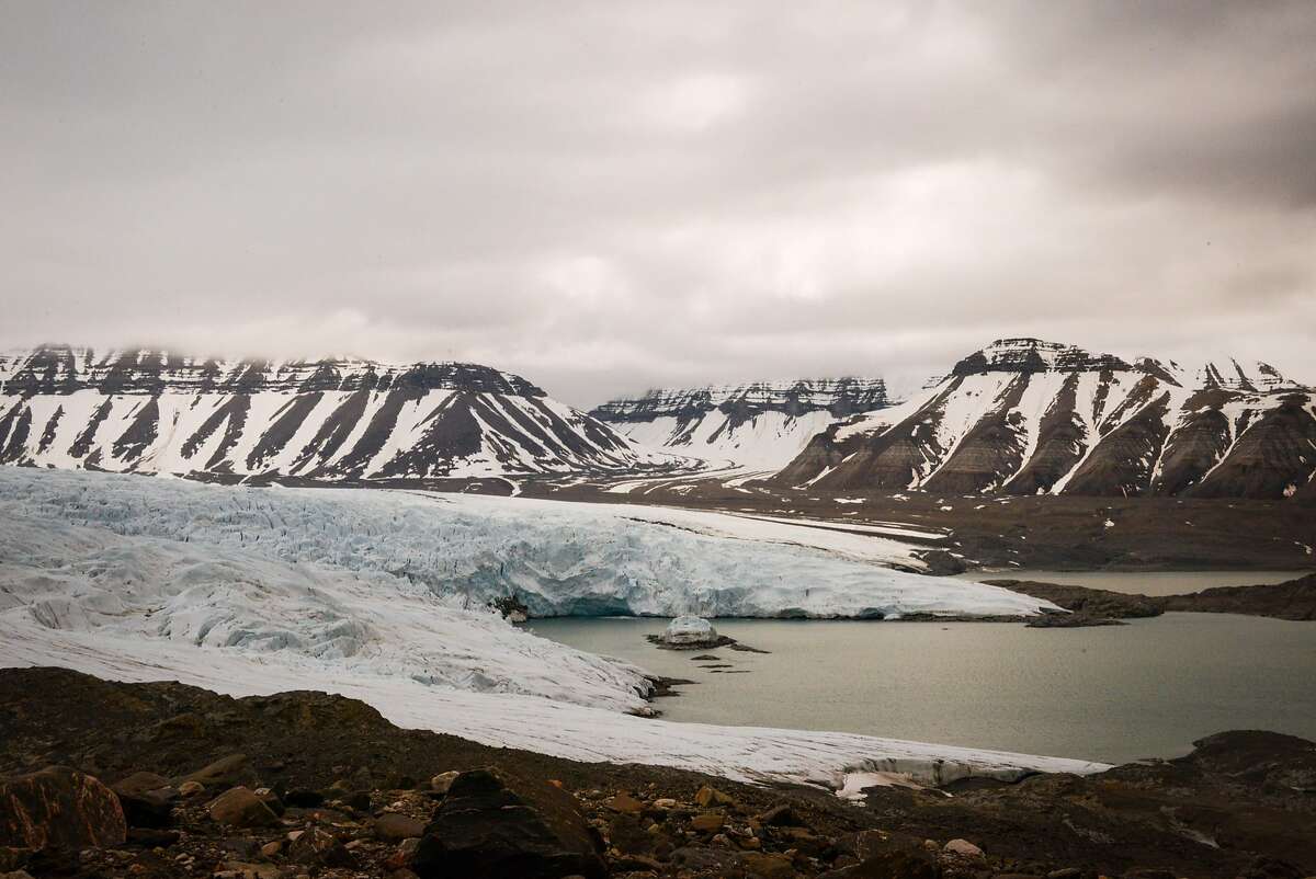 The Nordenski�ld Glacier sweeps up from Billefjorden in the southwest of Svalbard.