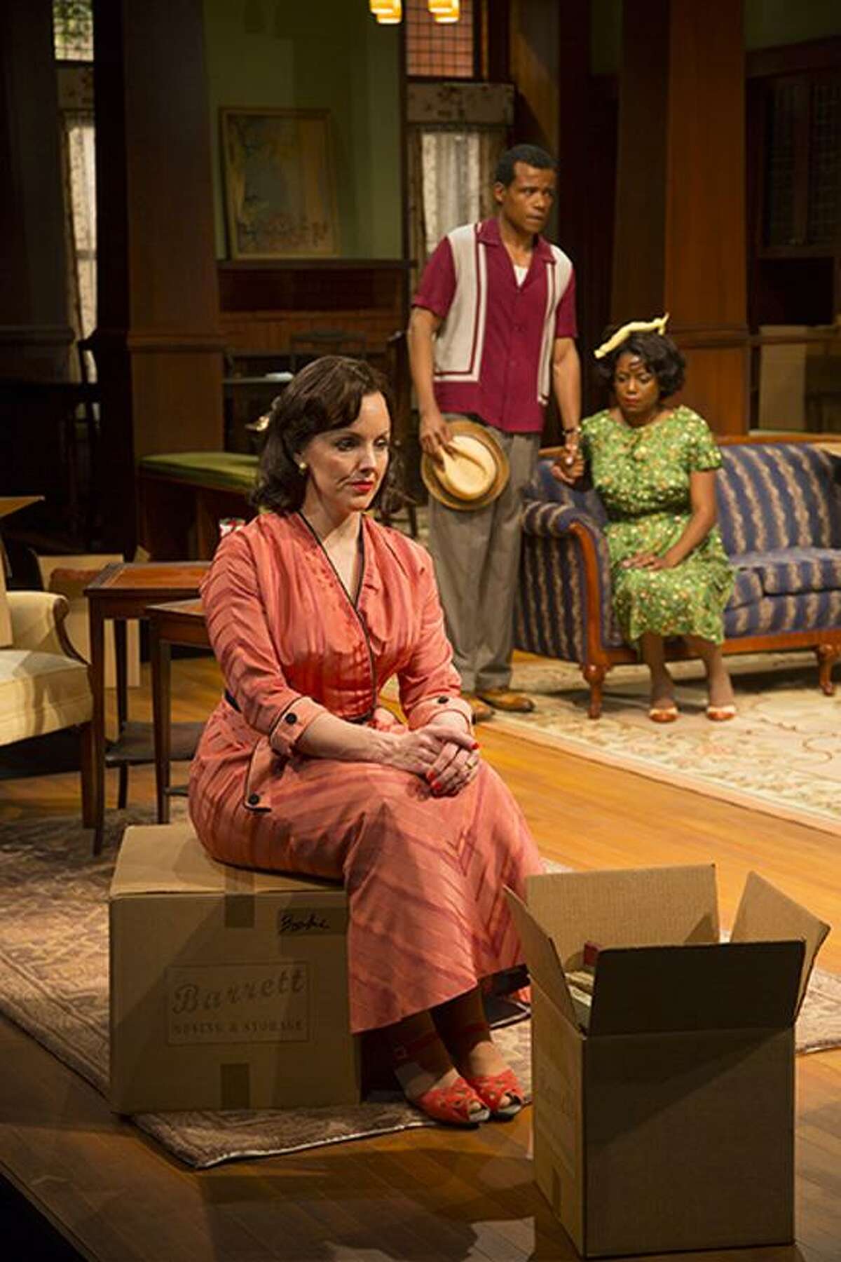 T. Charles Erickson photo: Tony Award winner Alice Ripley, left, is part of the fine ensemble cast that includes LeRoy McClain and Melle Powers in Long Wharf's "Clybourne Park."