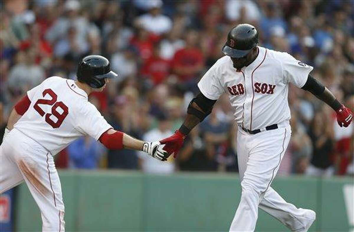 Boston Red Sox Jacoby Ellsbury hits an RBI double in the fourth inning  against the New