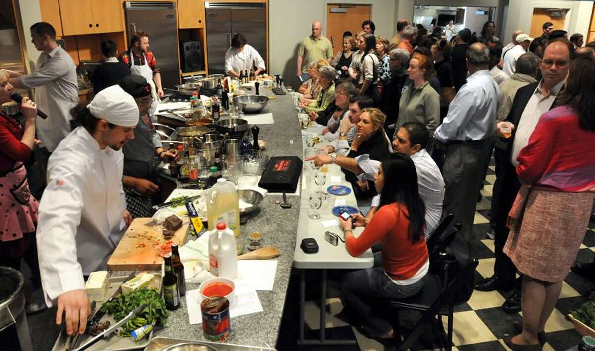 The Iron Chef--Elm City competition was held at Delia in Wallingford. Photo by Mara Lavitt/New Haven Register4/17/11