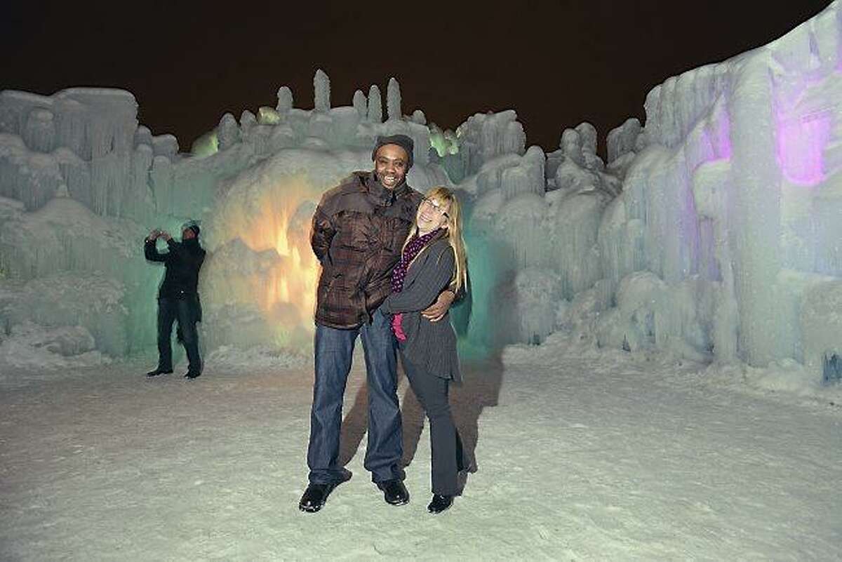 Tiffany Isenberg and James Quarterman are photographed at the ice castle at the Mall of America in Bloomington, Thursday, February 7, 2013. They are one of 11 couples to wed on Valentine's Day after winning a contest. Organizers were especially touched by their story. James has terminal cancer and the couple want to marry before he passes. (Pioneer Press: Chris Polydoroff)