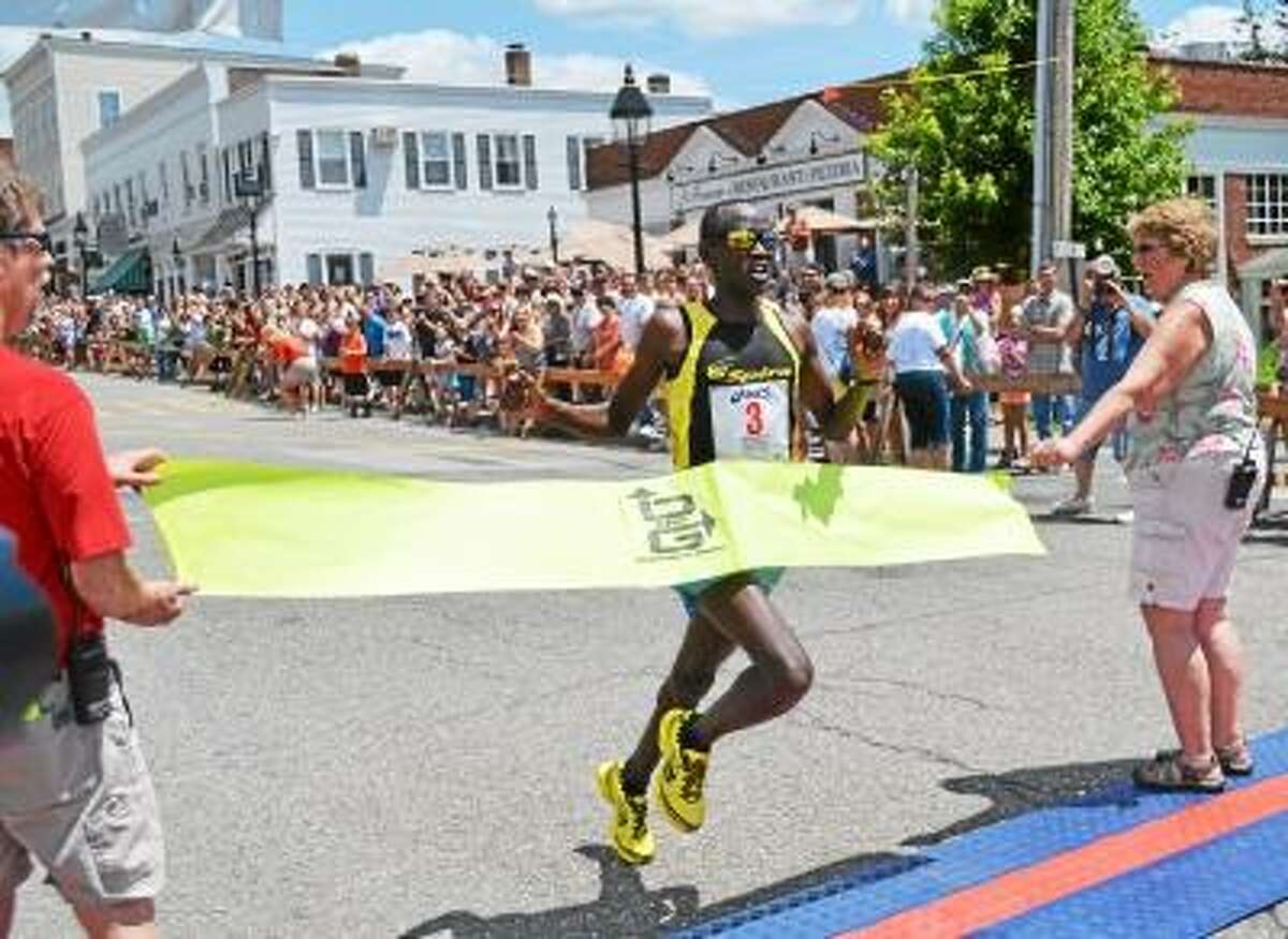 LITCHFIELD HILLS ROAD RACE Eliud Ngetich finishes ahead of the pack