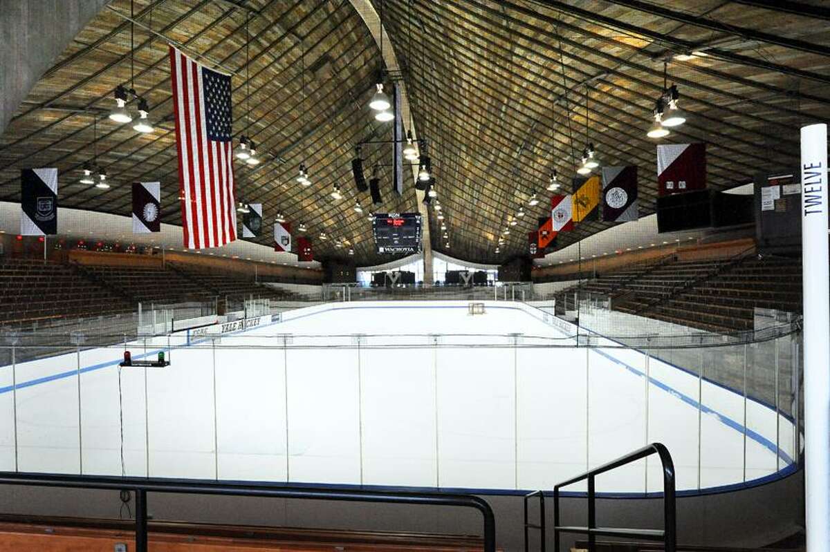 The "ice" at Ingalls Rink was removed and lowered to its original level and the pine ceiling was cleaned and resealed to restore it to it's original look. VM Williams 01.13.10