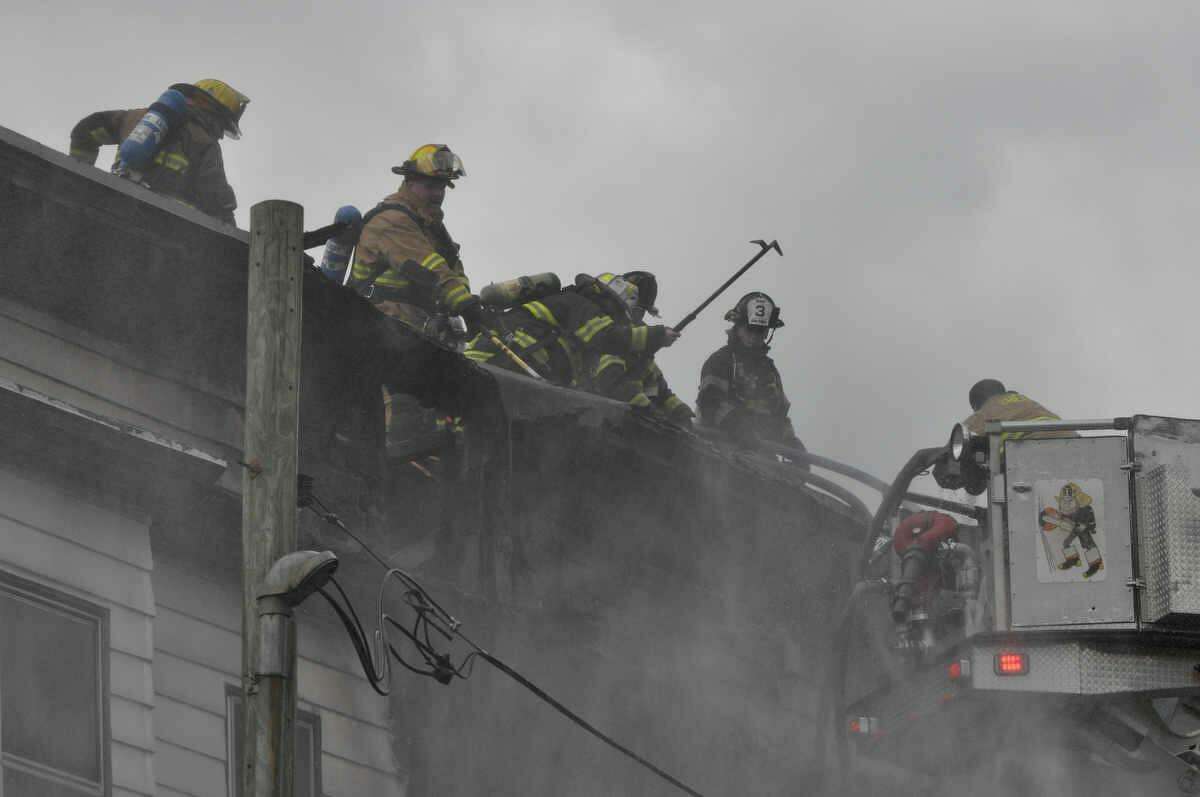 Fire on Olivia St in Derby. Photographs John Harvey special to the Register.