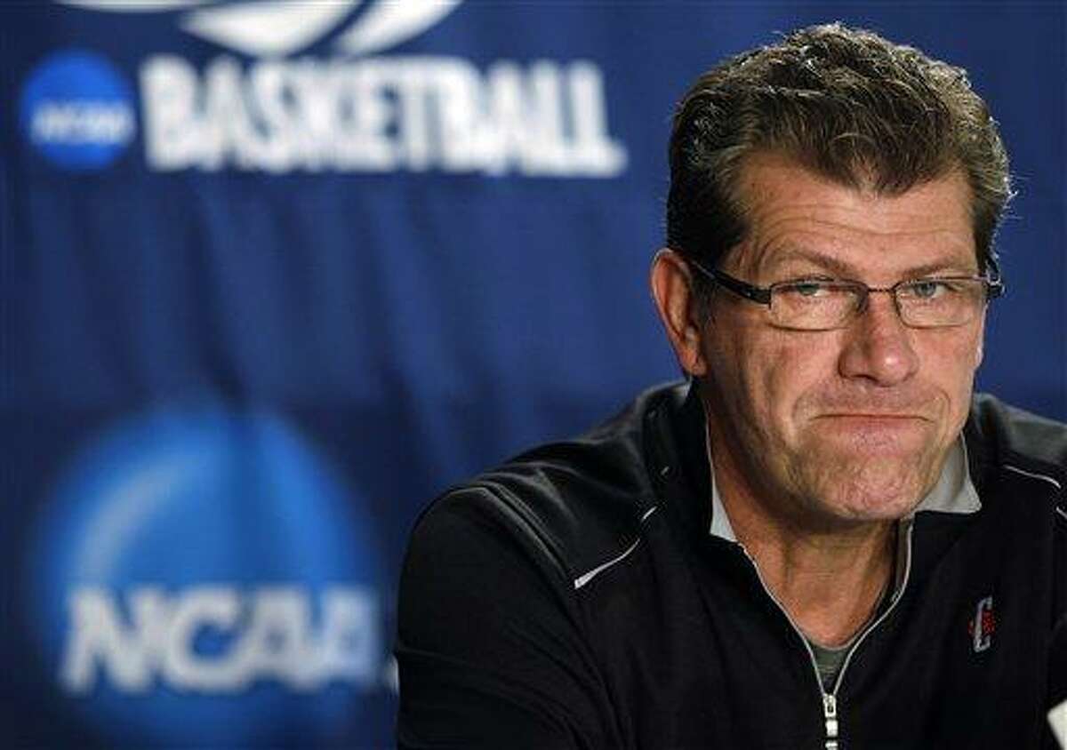 Connecticut head coach Geno Auriemma at a NCAA college basketball news conference in Kingston, R.I., Monday. Associated Press