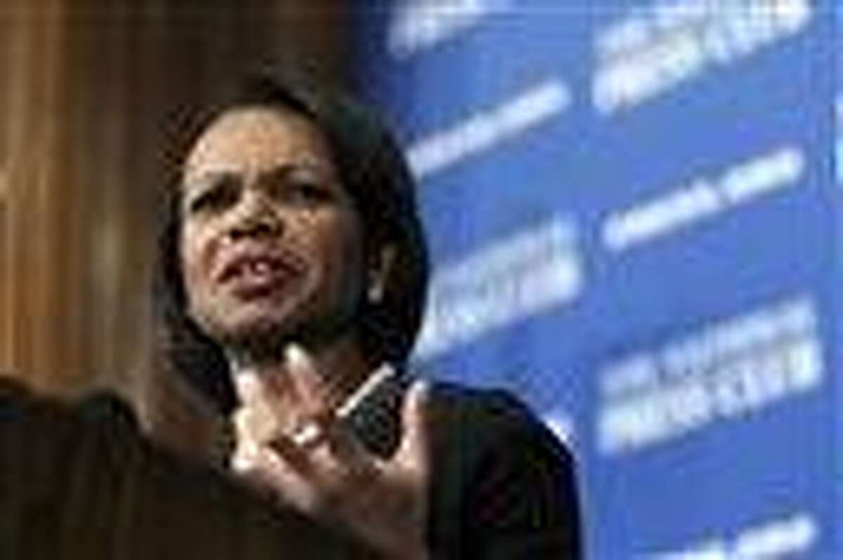 In this 2010 file photo, former Secretary of State Condoleezza Rice speaks at the National Press Club in Washington. Associated Press