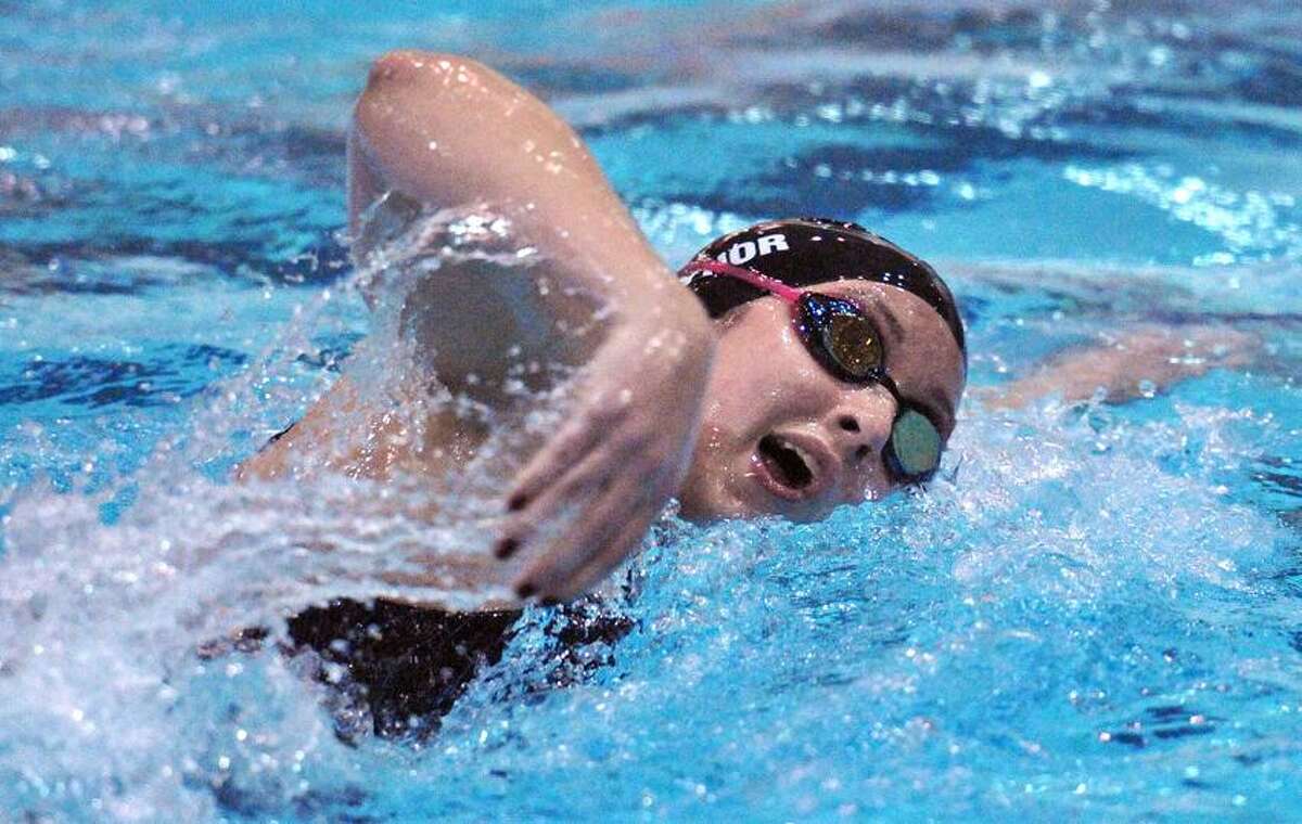Branford's Abigail Raynor during the 200 Yd Freestyle. Photo by Peter Casolino/New Haven Register.