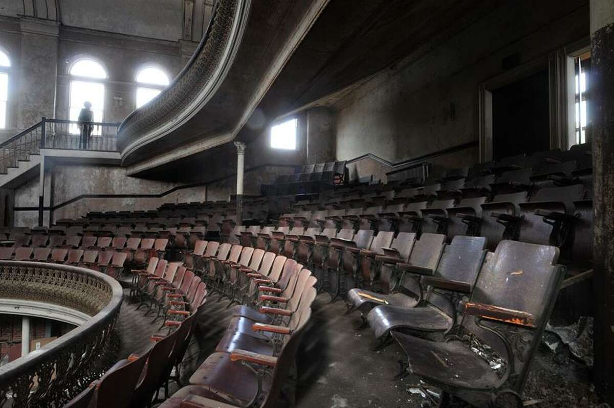 Derby-- Some allege that the Sterling Opera House in Derby is haunted by ghosts. Many claim that the seat on the lower right is sometimes occupied by a ghost. Photo Peter Casolino/New Haven Register