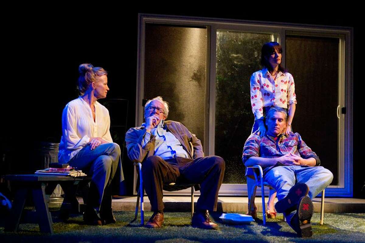 Joan Marcus photo: "The Realistic Joneses" are two couples with communication problems in the world premiere play starring Johanna Day, left, Tracy Letts, Parker Posey and Glenn Fitzgerald through May 12 at Yale Rep.